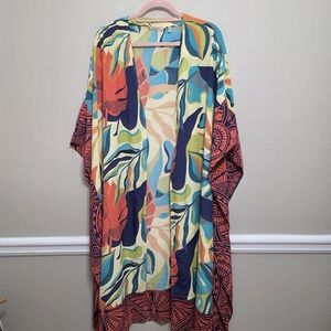 Soft Surroundings Multicolor Abstract Boho Kimono One Size